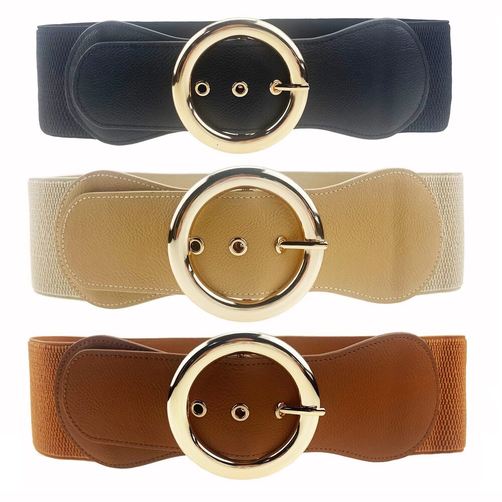 5363 3 Pack Women's Vintage Wide Elastic Stretch Waist Belt Waistband